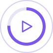 The floating mini-player docked in the bottom-left corner, with a circular progress ring around the play button.